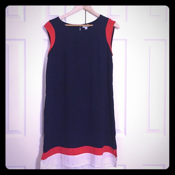 Red, blue and white dress