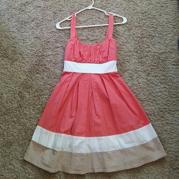 Coral Color Block Dress