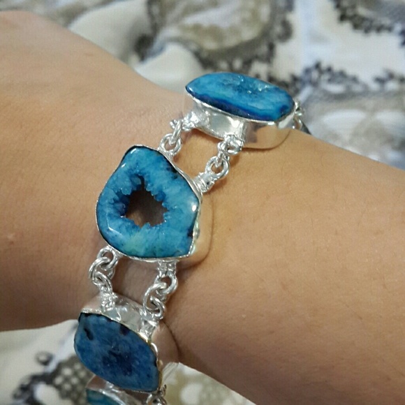 Brand new blue geode bracelet
