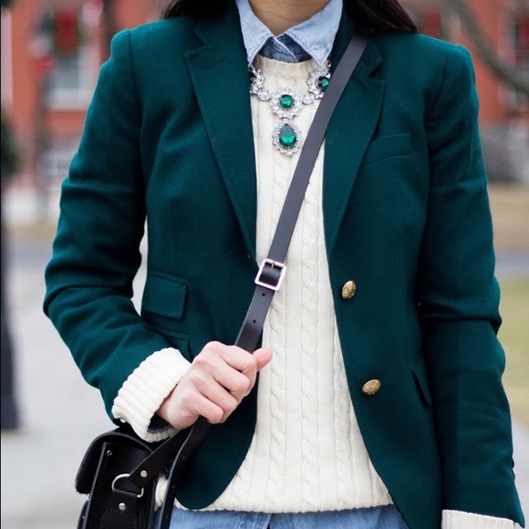 📚 NWOT J. Crew hunter green schoolboy blazer sz 2