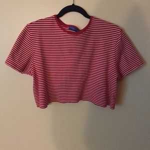 karen scott sport red striped crop top