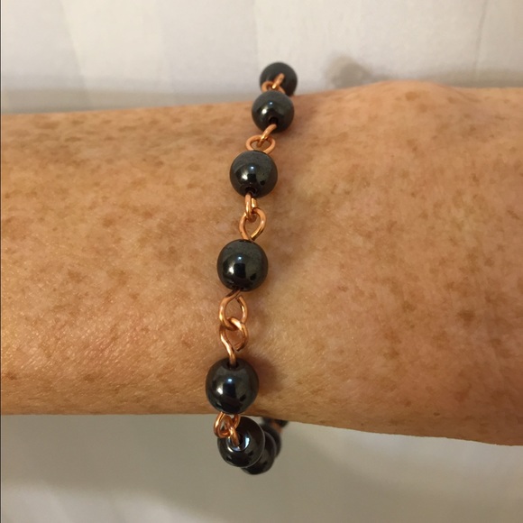 🌜 Relief bracelet - hematite & copper - Picture 2 of 2