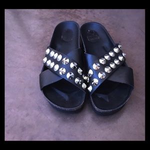 Platform studded sandal