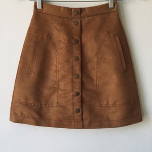 Faux Suede Leather Skirt