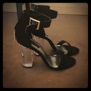 NWOT Black with clear heels