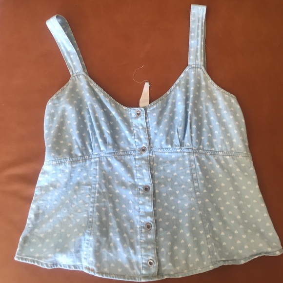 Heart patterned jean top