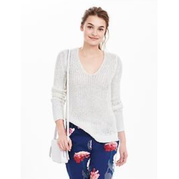 Banana Republic White Textured Sweater Sz:M