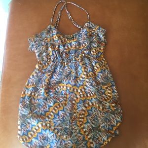 Yellow brown and blue tank top