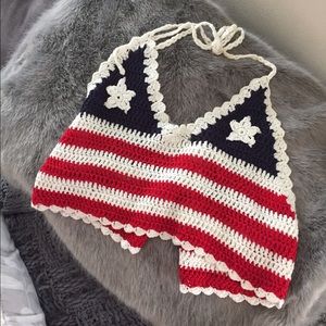 4th of July knit crop top
