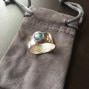 Sterling silver ring with blue stone, size 9