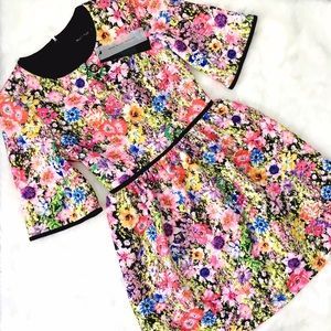 NWT Black Halo Quilted Floral Skater Dress