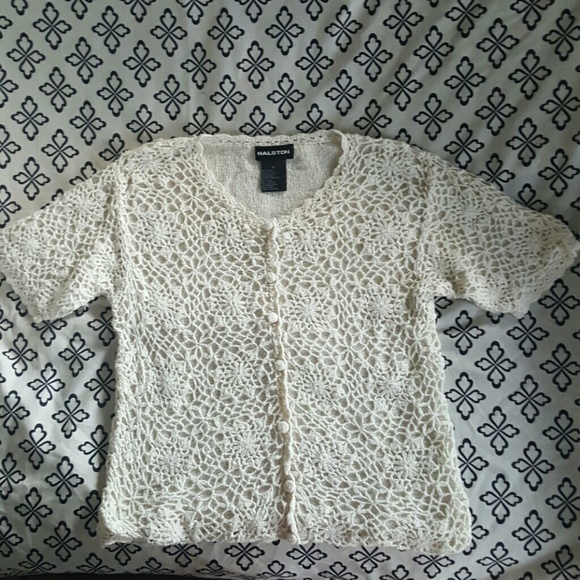 Halston crocheted top