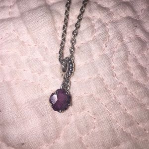 Pandora Amethyst Stone Necklace with Silver Chain