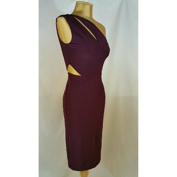 New ASOS aubergine midi one shoulder dress sz 2
