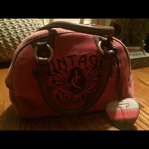 Pink velour juicy couture bowler bag