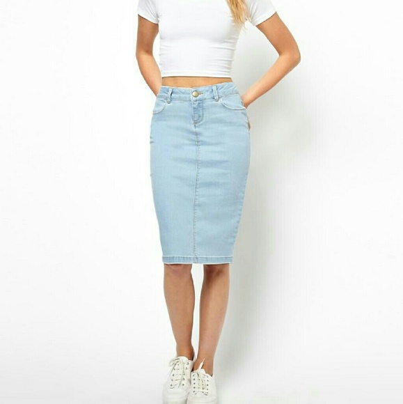 ASOS ultra denim pencil skirt vintage wash sz 2