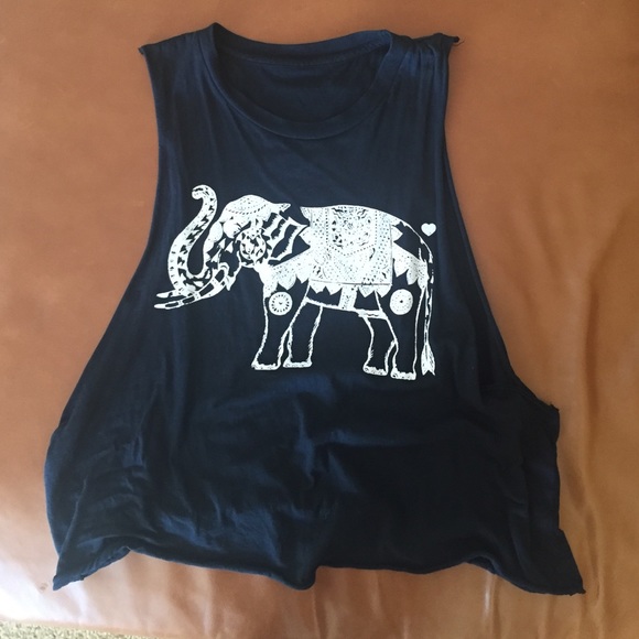 Black muscle tank with elephant graphic