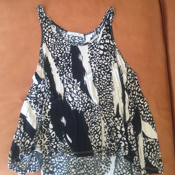 cream and black patterned tank top