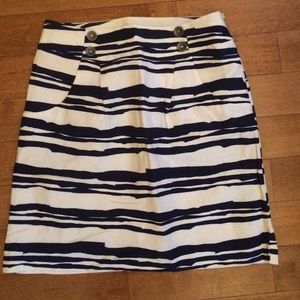 Navy blue and white linen skirt -NWOT