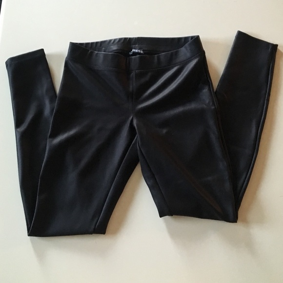 Express black Scuba "leather" leggings