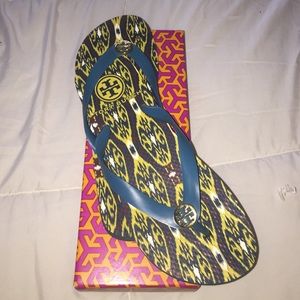 Tory Burch Teal Green Flip Flops