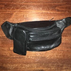 Black Leather Fanny Pack