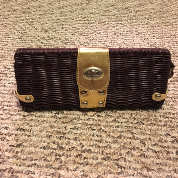 Deep purple wicker clutch