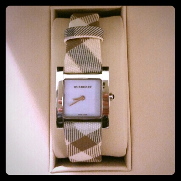 Burberry Jewelry - Auth burberry check strap watch
