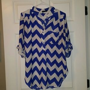 Blue and white chevron blouse
