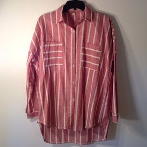 Salmon pink and White button down shirt