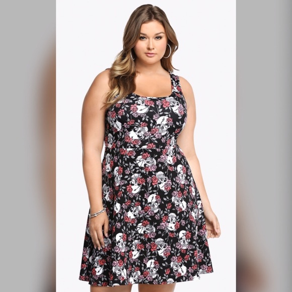 Torrid Skull Roses Scuba Skater Dress - 3