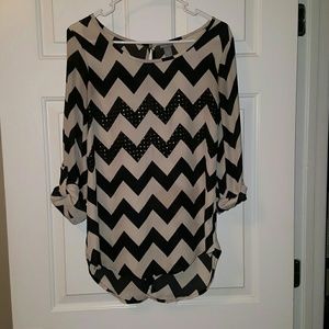 Black and tan chevron blouse