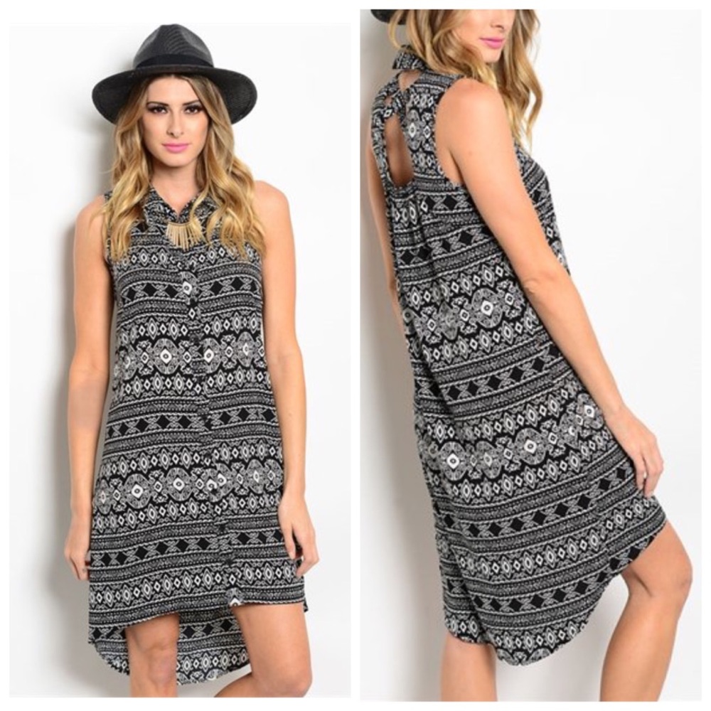 Button Down High Low Dress