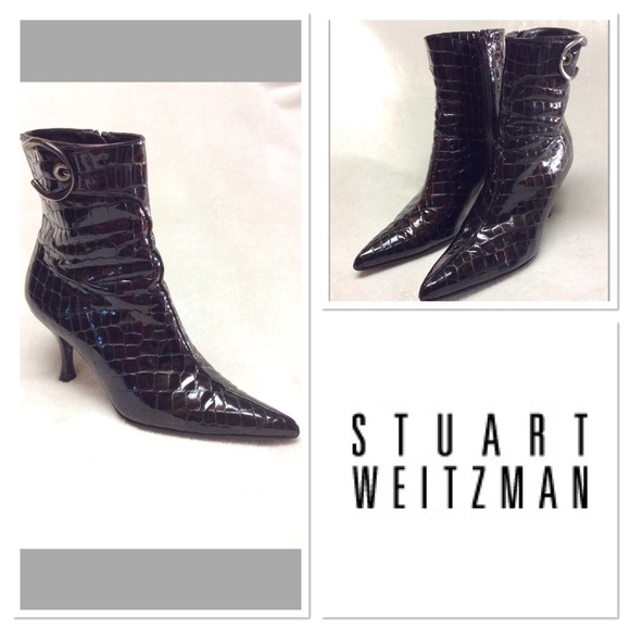 patent croc ankle boots