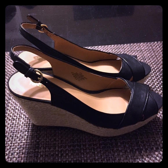 Nine West sling back wedges