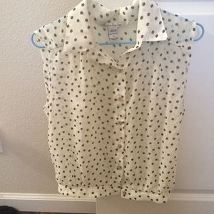 Polka dot silky blouse sz small
