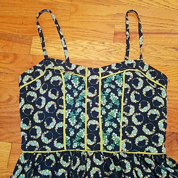 Lauren Conrad Green Floral Ring Fit & Flare Size 6 - Picture 2 of 4