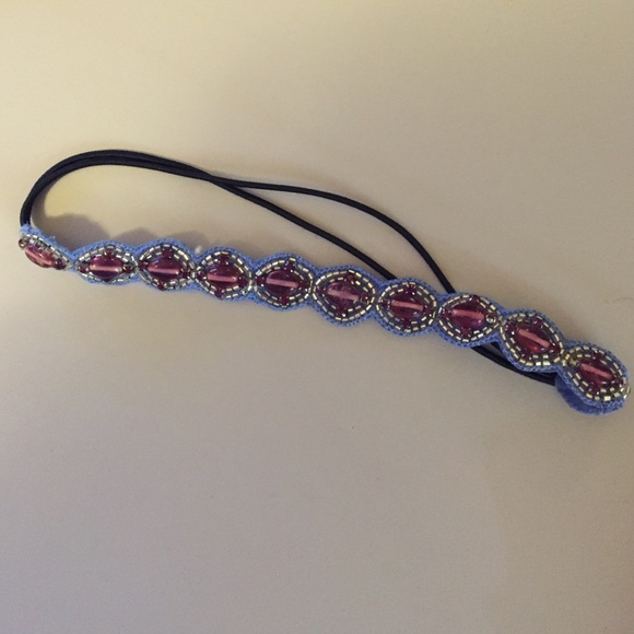 Purple/blue/silver beaded headband