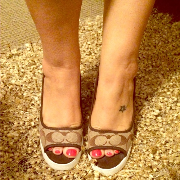 Coach Peep Toe Wedges