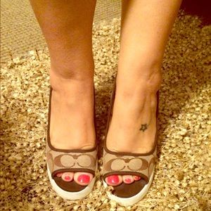 Coach Peep Toe Wedges