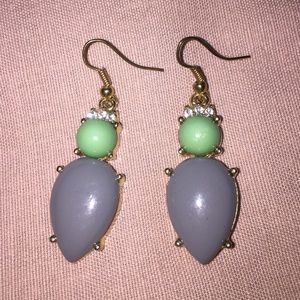 Grey and green dangle earrings
