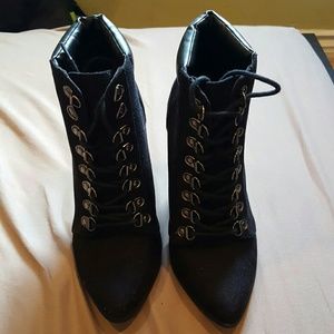 Black High heel military boots