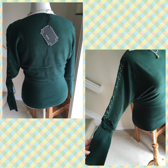 ✔️1 Large Left✔️Dark Green Laced Sweater - Picture 3 of 4