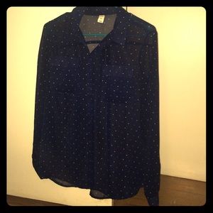 Sheer navy blue blouse.