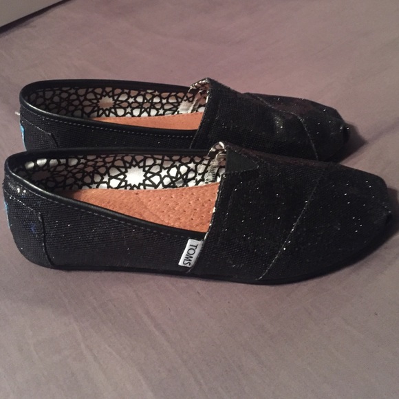 Toms black sparkle flats
