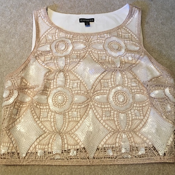 Crocheted Metallic Sequin Embellished Tank