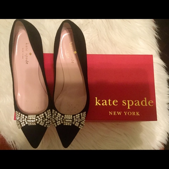 Kate Spade Bow Paxton Heels Messy Sequins 7.5