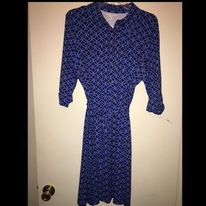 Blue patterned long sleeve dress