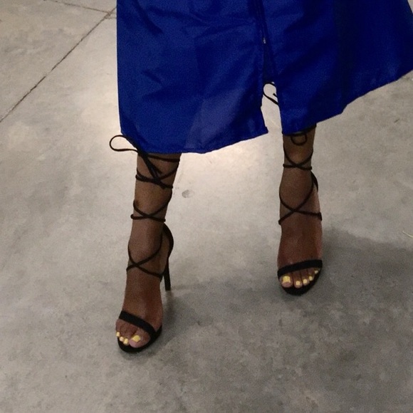 Black Tie up sandals/ Heels - Picture 1 of 3