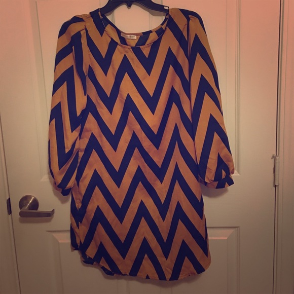 Navy chevron stripe dress